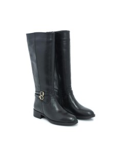 Black leather Women's high boots 2
