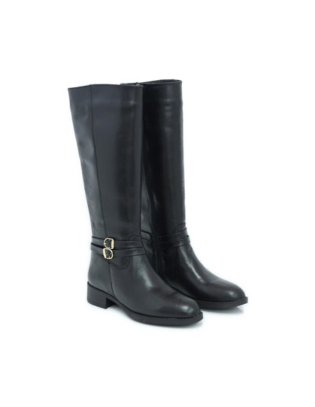 Botas de mujer de piel con hebilla color negro