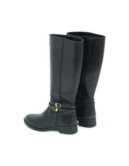 Botas de mujer de piel con hebilla color negro