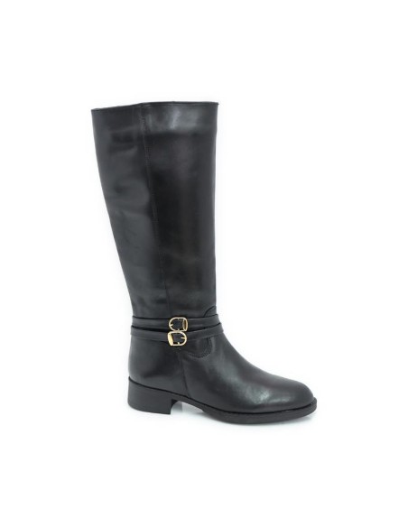 Botas de mujer de piel con hebilla color negro