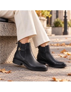 bottines femme de peau le noir W-MENVER-BLACK