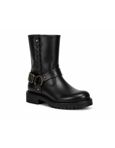 Botines de mujer de piel con hebilla color negro