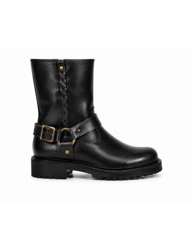 Botines de mujer de piel con hebilla color negro