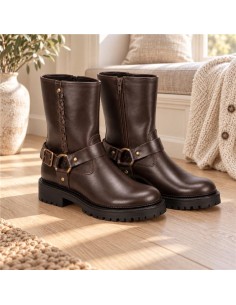 Brown leather women's boots