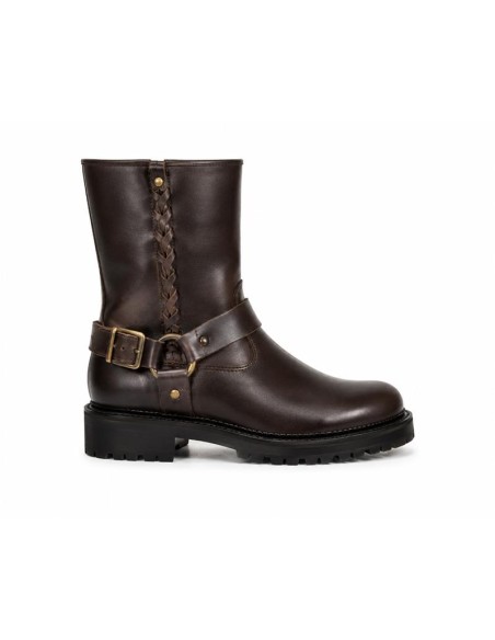 Brown leather women's boots