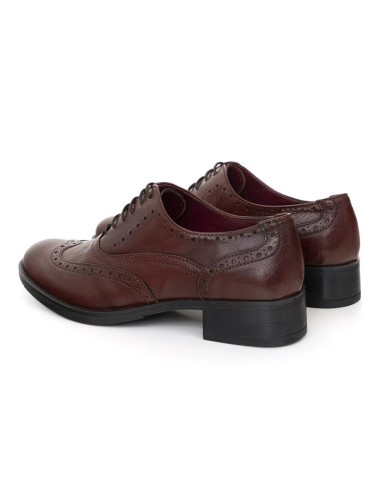 Zapato de Vestir de piel brogado color burdeos