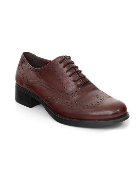 Zapato de Vestir de piel brogado color burdeos