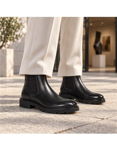 Botines Chelsea de piel con hebilla color negro
