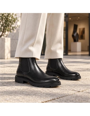 Black leather chelsea boots