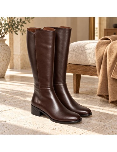 Botas de mujer de piel con hebilla color marrón
