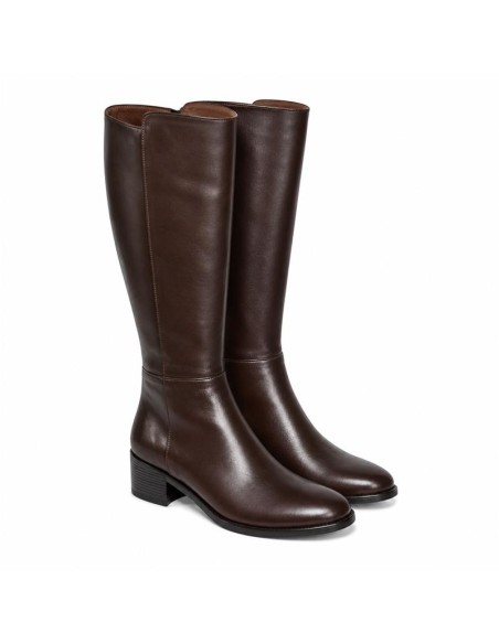 Botas de mujer de piel con hebilla color marrón