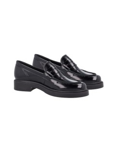 Mocasines de mujer de piel con antifaz color negro 2