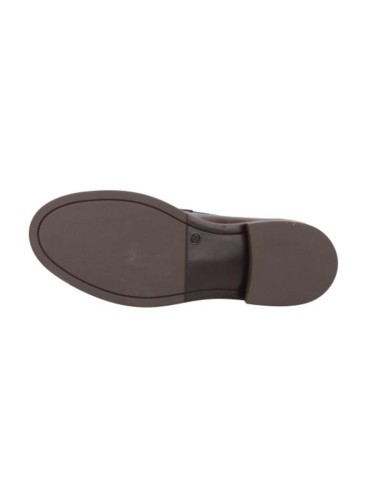 Mocasines de mujer de piel con antifaz color marrón