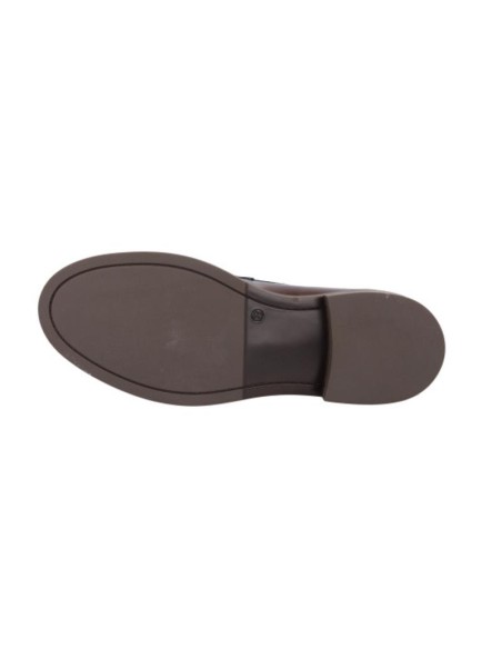 Mocasines de mujer de piel con antifaz color marrón