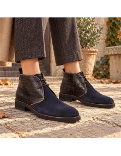 bottines femme de peau bleu W-NADISE-BLUE