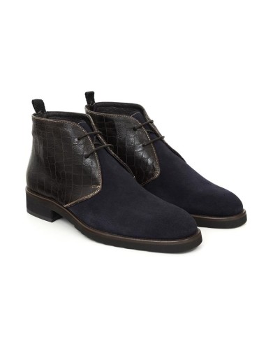 Botines de mujer de piel combinado de pieles color azul