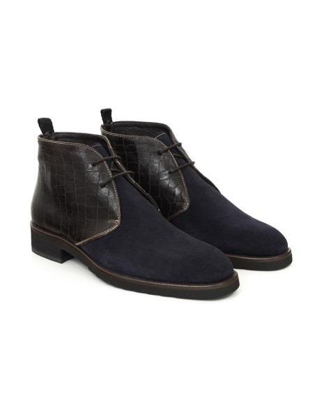Blue leather women's boots