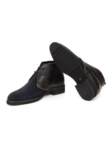 Botines de mujer de piel combinado de pieles color azul