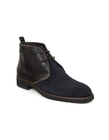 Botines de mujer de piel combinado de pieles color azul
