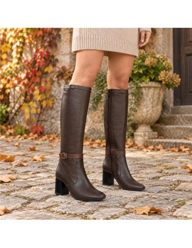 bottes femme de peau marron W-NADOZA-CUERO