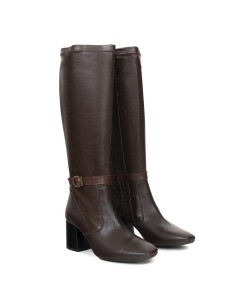 Brown leather Women's high boots 2
