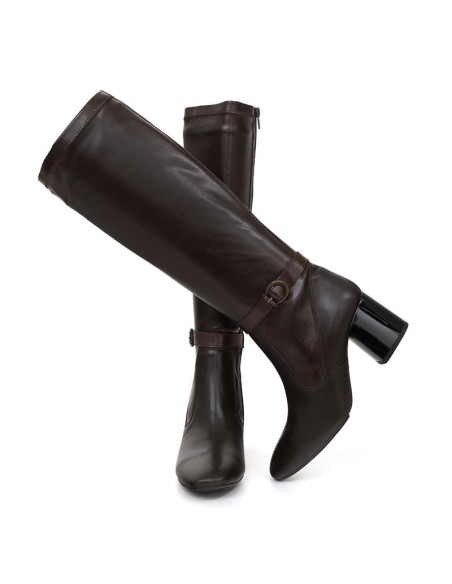 Brown leather Women's high boots