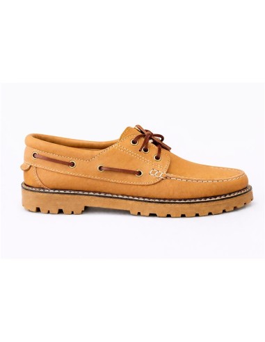 Náuticos de mujer de ante con cordón de piel color beige
