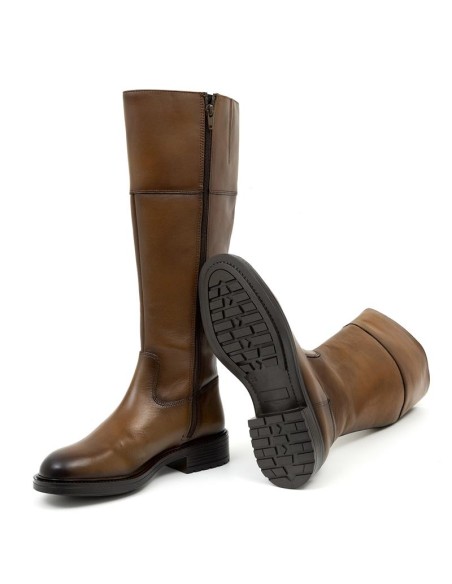 Botas de mujer de piel difuminado color cuero