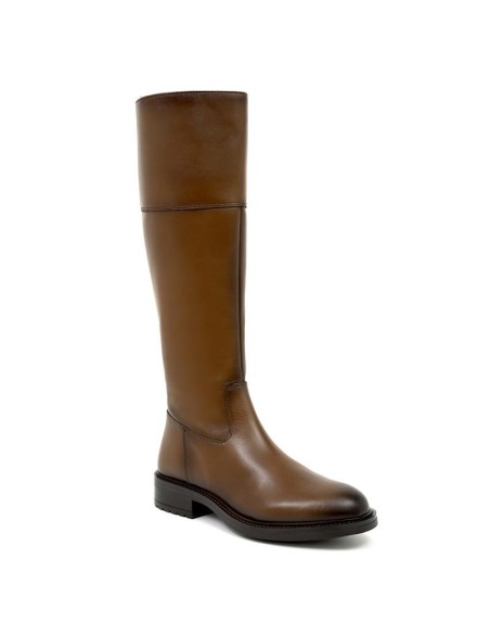 Botas de mujer de piel difuminado color cuero