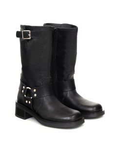 Botas de mujer de piel con hebilla color negro 2