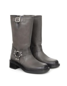 Grey leather Women's high boots 2