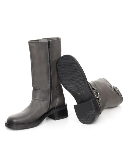 Grey leather Women's high boots