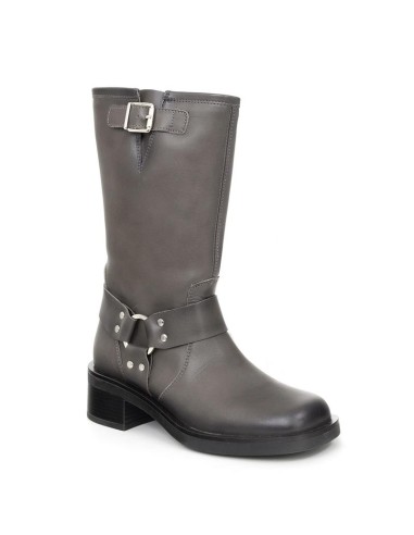 Grey leather Women's high boots