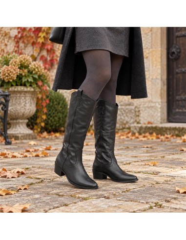 bottes femme de peau le noir W-NELARA-BLACK