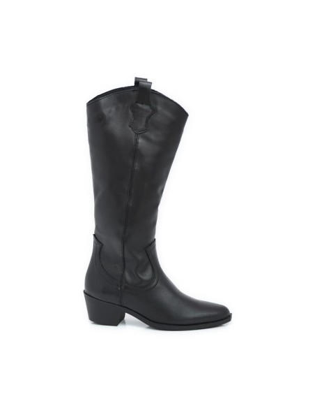 Botas de mujer de piel acabado a mano color negro