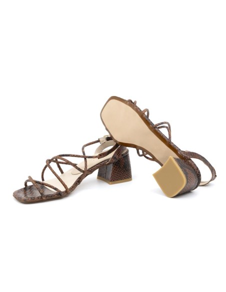 Zapato de Vestir de piel con tiras color marrón