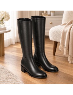 Botas de mujer de piel con hebilla color negro