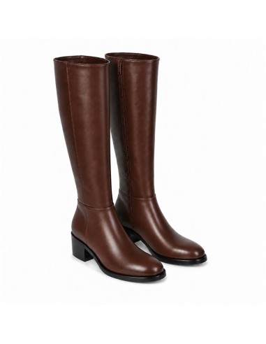 Botas de mujer de piel con hebilla color marrón