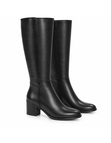 Botas de mujer de piel con hebilla color negro