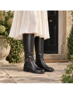 Black leather Women's high boots