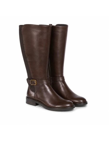 Botas de mujer de piel con hebilla color marrón