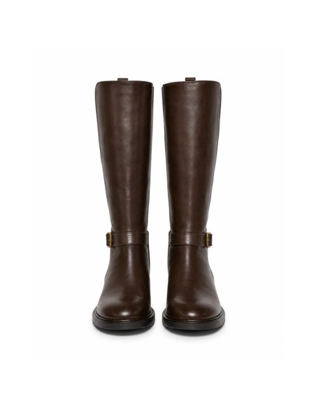 Botas de mujer de piel con hebilla color marrón