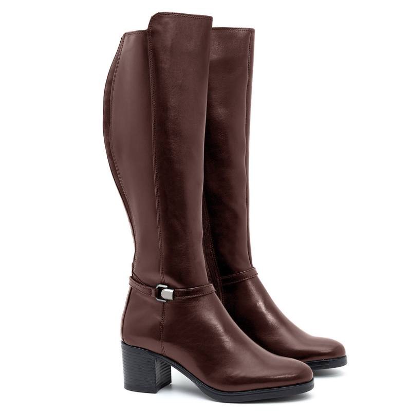 brown leather women's boots W-NORTI-MARRON