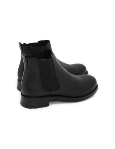 Botines de mujer de piel acabado a mano color negro
