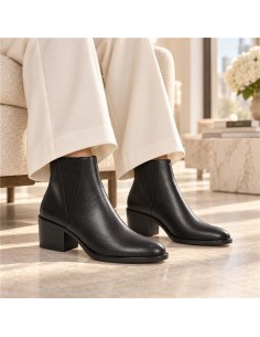 Black leather women's boots