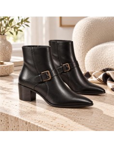 Black leather women's boots