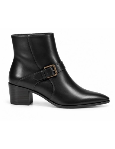 Botines de mujer de piel con hebilla color negro