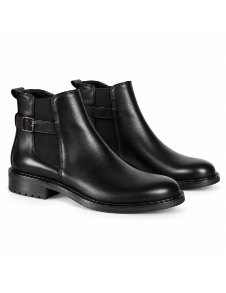 Botines Chelsea de piel con hebilla color negro