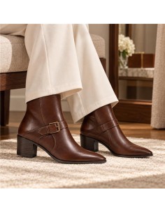 bottines femme de peau marron W-POLANTE-BROWN
