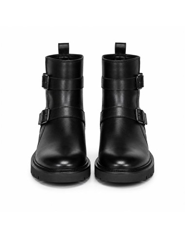 Botines de mujer de piel con hebilla color negro